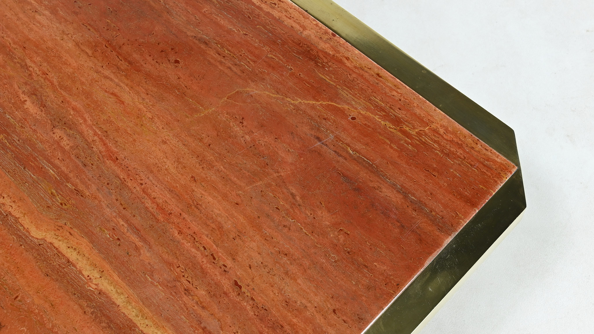 hollywood regency red travertine coffee table georges mathias fedam belgochrom rizzo