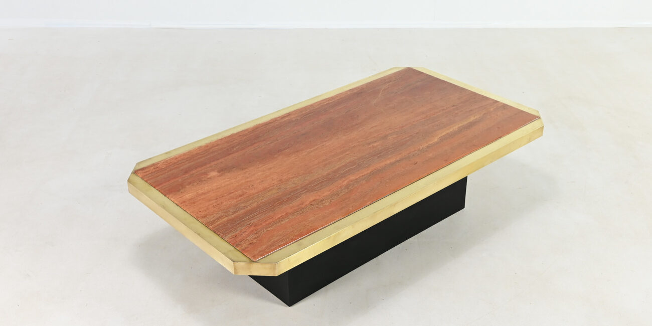 hollywood regency red travertine coffee table georges mathias fedam belgochrom rizzo