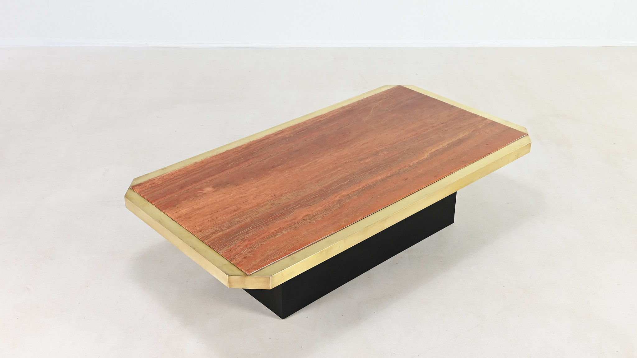 hollywood regency red travertine coffee table georges mathias fedam belgochrom rizzo