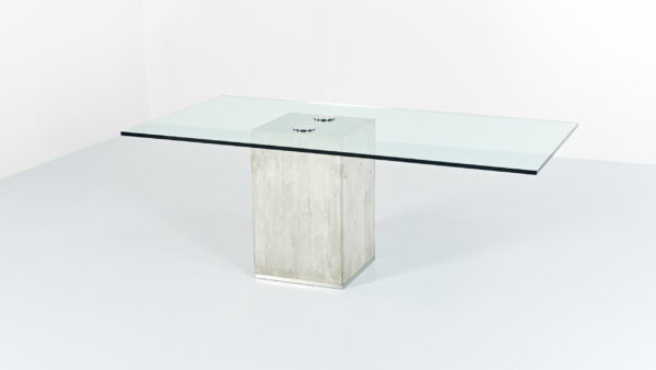 Sergio & Giorgio Saporiti, glass and concrete dining table. C.1970