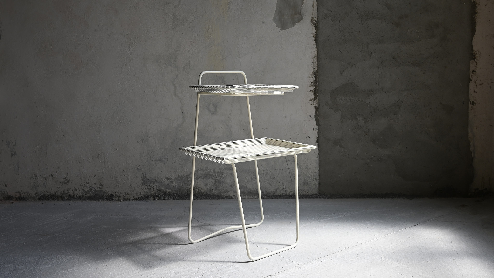 Mathieu Matégot, two tiered side table for Atelier Matégot