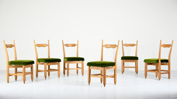 Guillerme & Chambron, set of 6 "Charles" chairs. France, C.1960